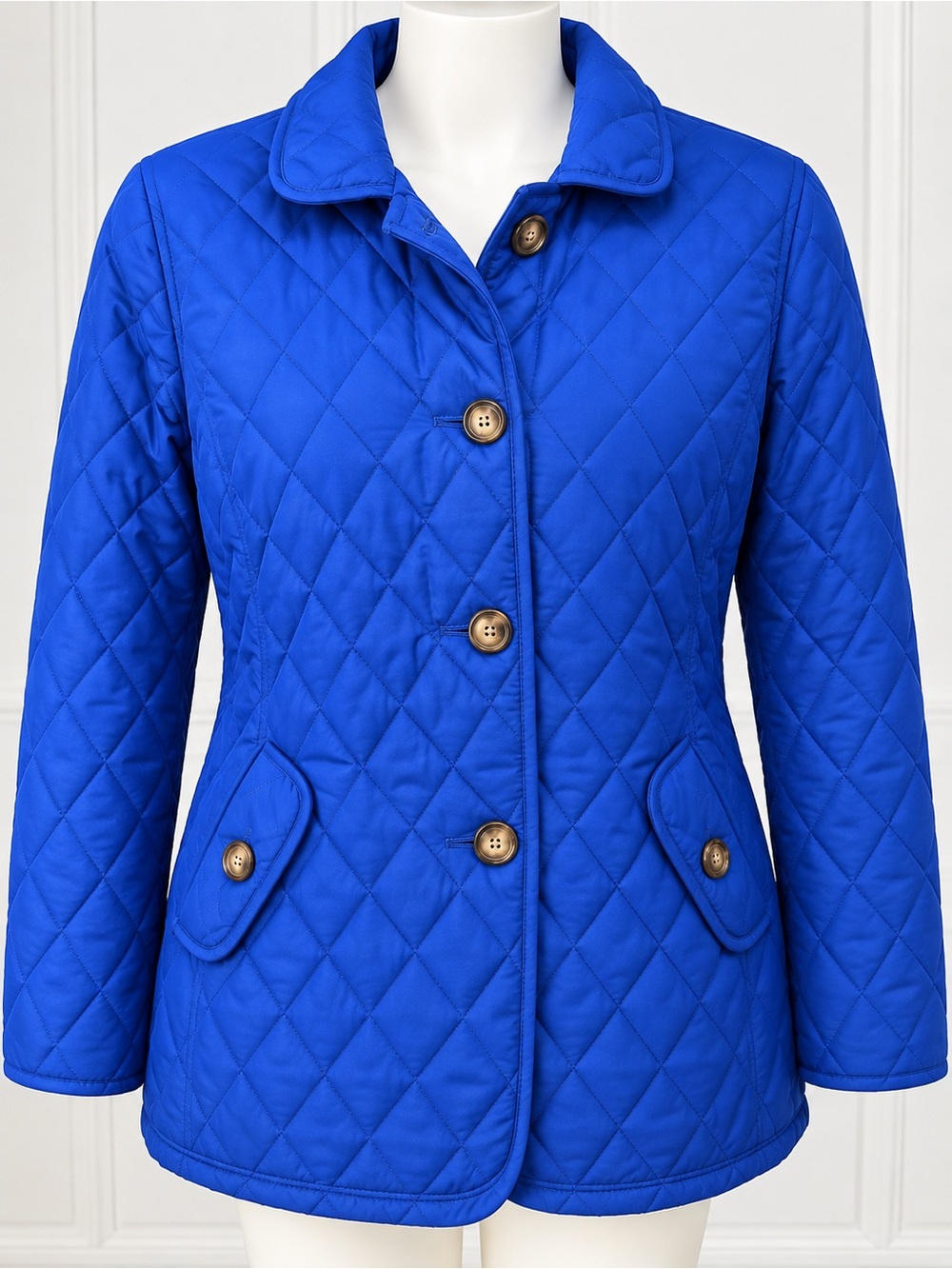 Blair Quilted Royal Blue Button-Front Jacket